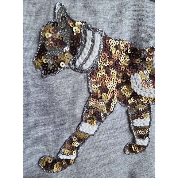 Lane Bryant T Shirt Top I Women's 18/20 I Gray Sequin Cat Tiger Animal NWT - Picture 5 of 8